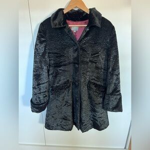 J.Jill GUC Black Faux Fur Women's Coat